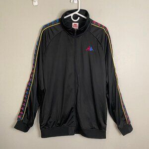 Kappa 222 Banda Carambie Black Track Jacket Size 3XL Full Zip pockets Logo EUC